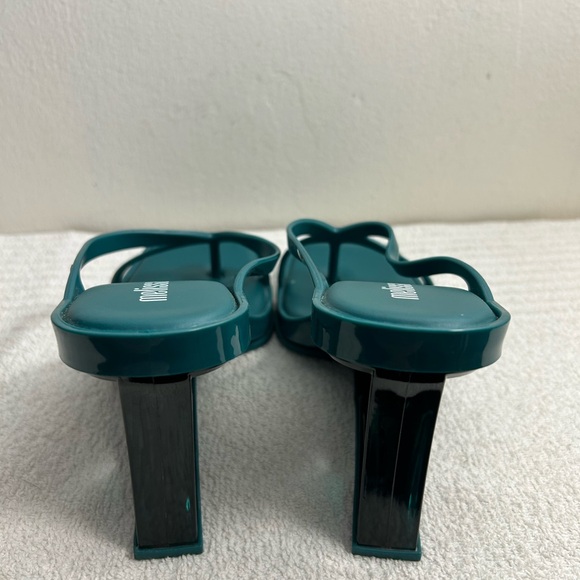 Melissa dark Green Minimalist heels Sandals with Square Toe Sz 5 - Picture 4 of 9